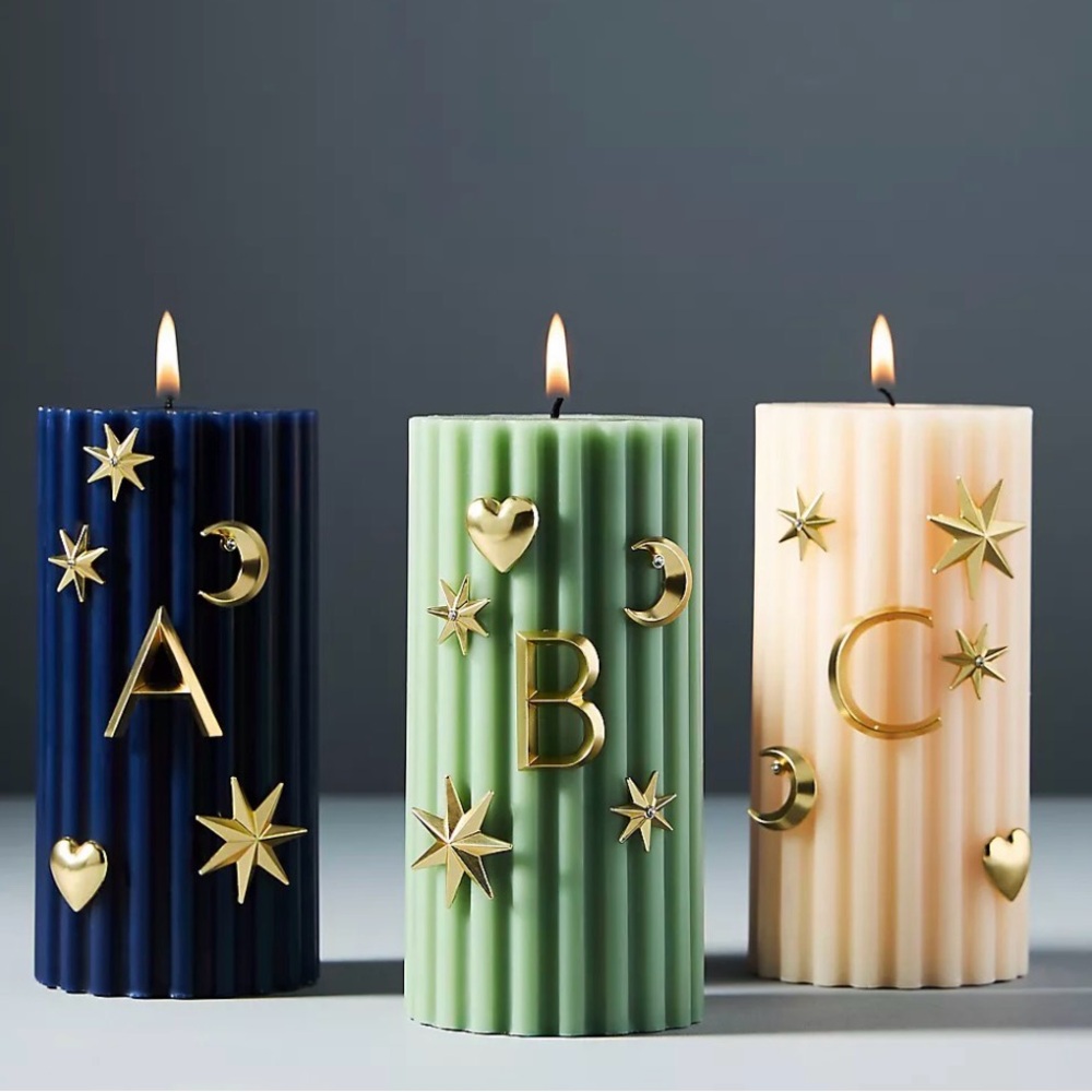 Anthropologie Alphabet Candle Charms in Brushed Gold $20 Retail NWT